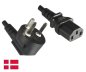 Preview: DINIC Stromkabel Netzkabel für Dänemark auf C13, VDE, DEMKO